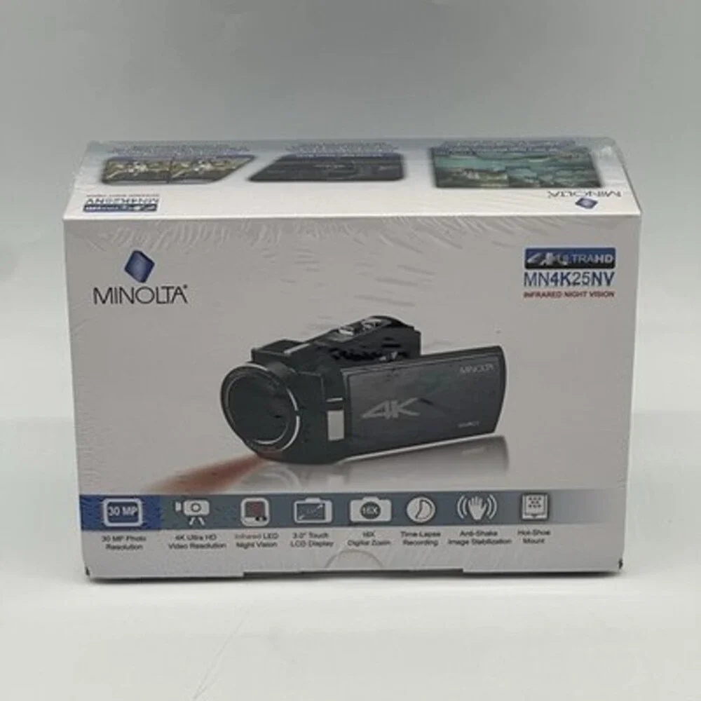 Minolta MN4K25NV Camcorder 4K Ultra HD Night Vision LCD Touch 16x Zoom - New!